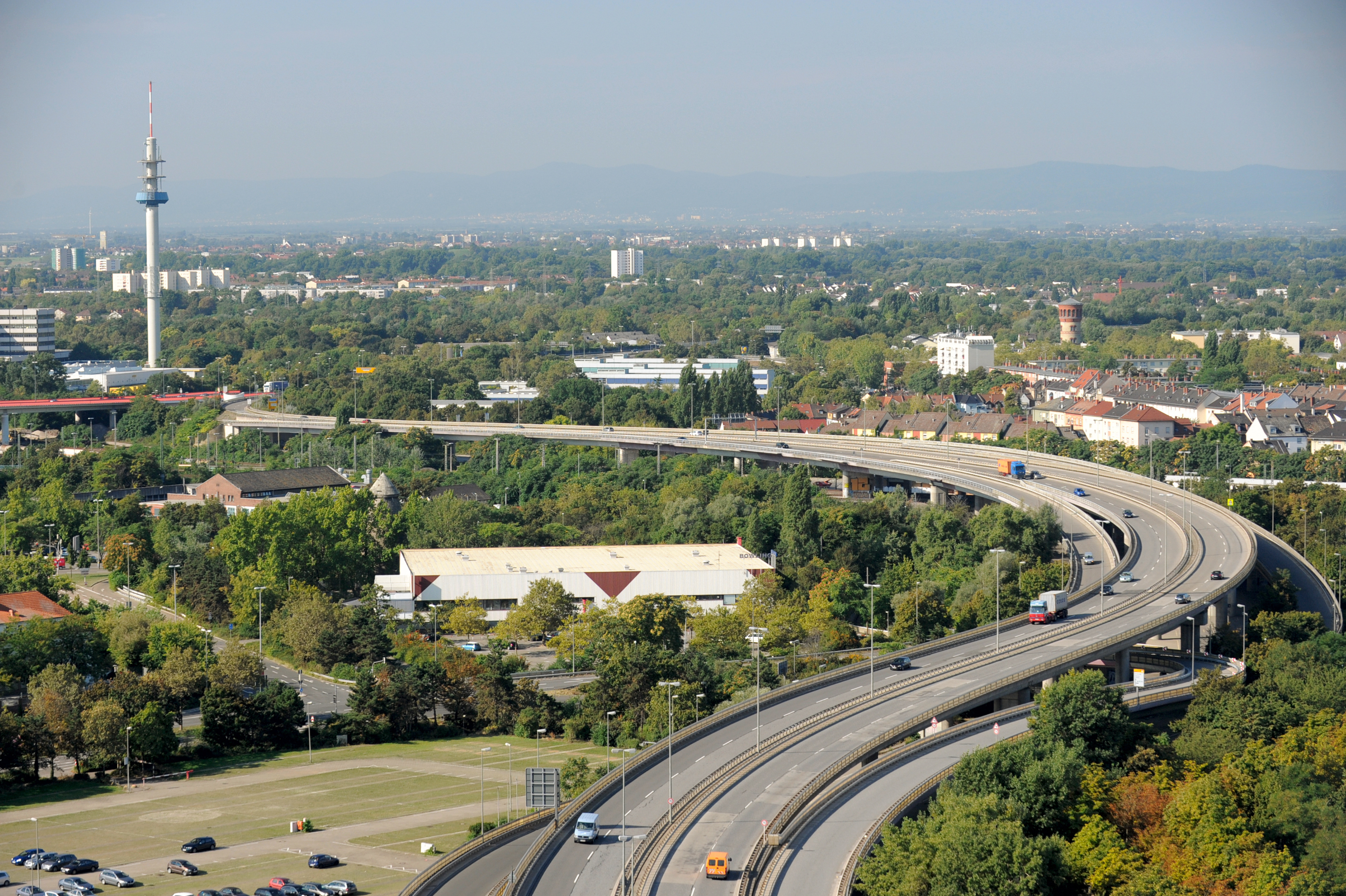 Luftaufnahme Hochstraße Nord Stadt Ludwigshafen