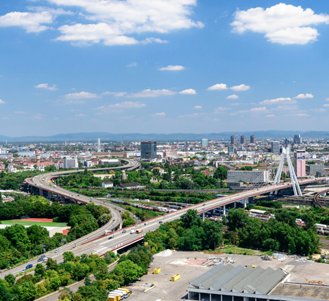 Blick auf das Hochstraßensystem