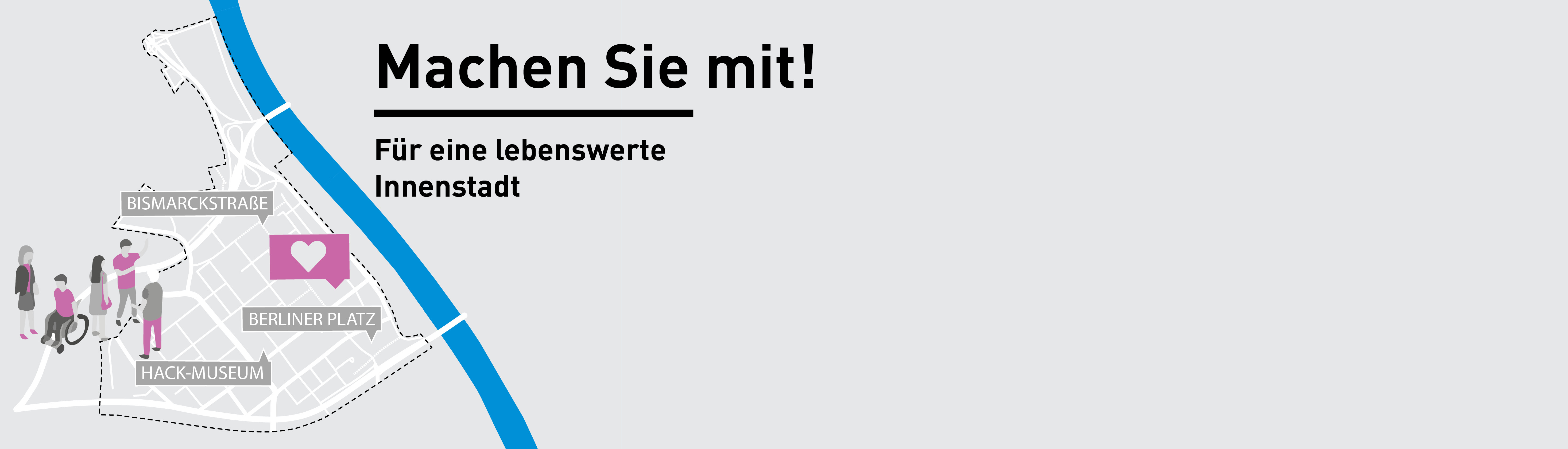 Grafik zur lebenswerten Innenstadt von Ludwigshafen. Machen Sie mit!