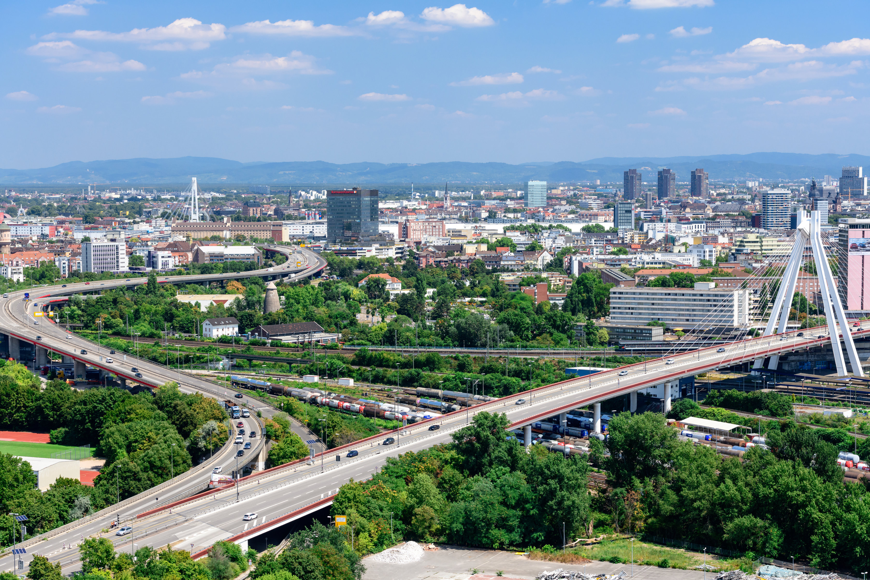 Luftaufnahme Hochstraßen Ludwigshafen